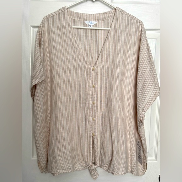 Tops - Tie Front Cap Sleeve Linen Top XXXL (22) NWT